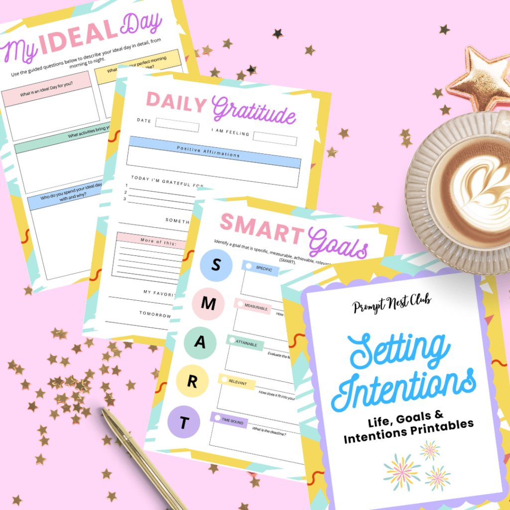 Setting Intentions Life, Goals & Intentions Printables